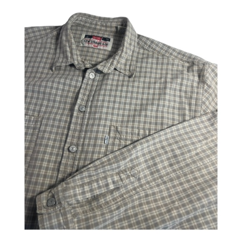 Levis VTG Mens Long Sleeve Heavy Cotton‎ with Rivet Buttons Brown/Tan XL
